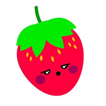 Cute Anthropomorphic Strawberry PNG Image