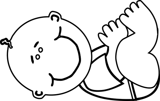 Cute Baby Cartoon Outline PNG Image