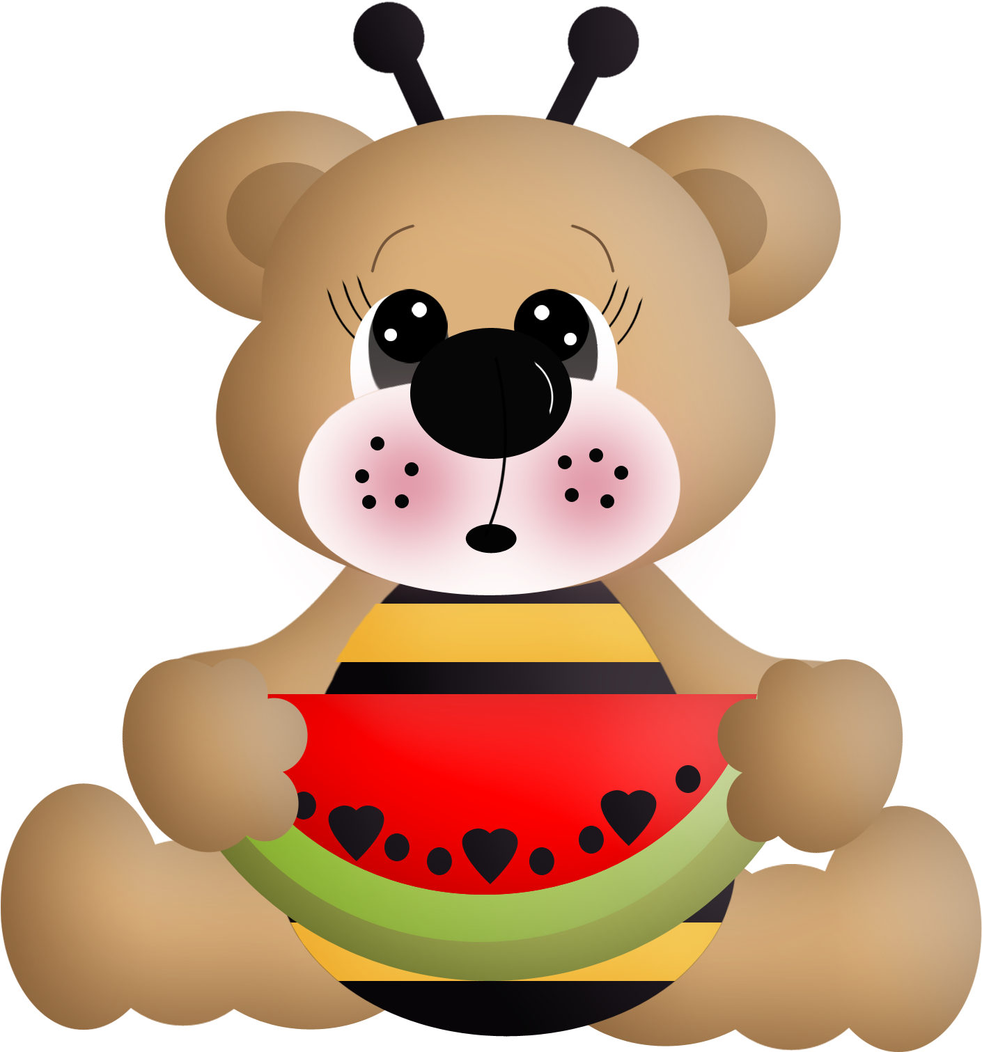 Cute Bear Eating Watermelon PNG Image