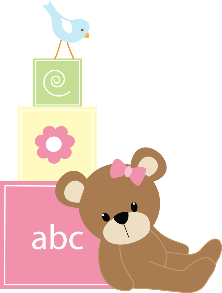 Cute Bearand Birdwith Baby Blocks PNG Image