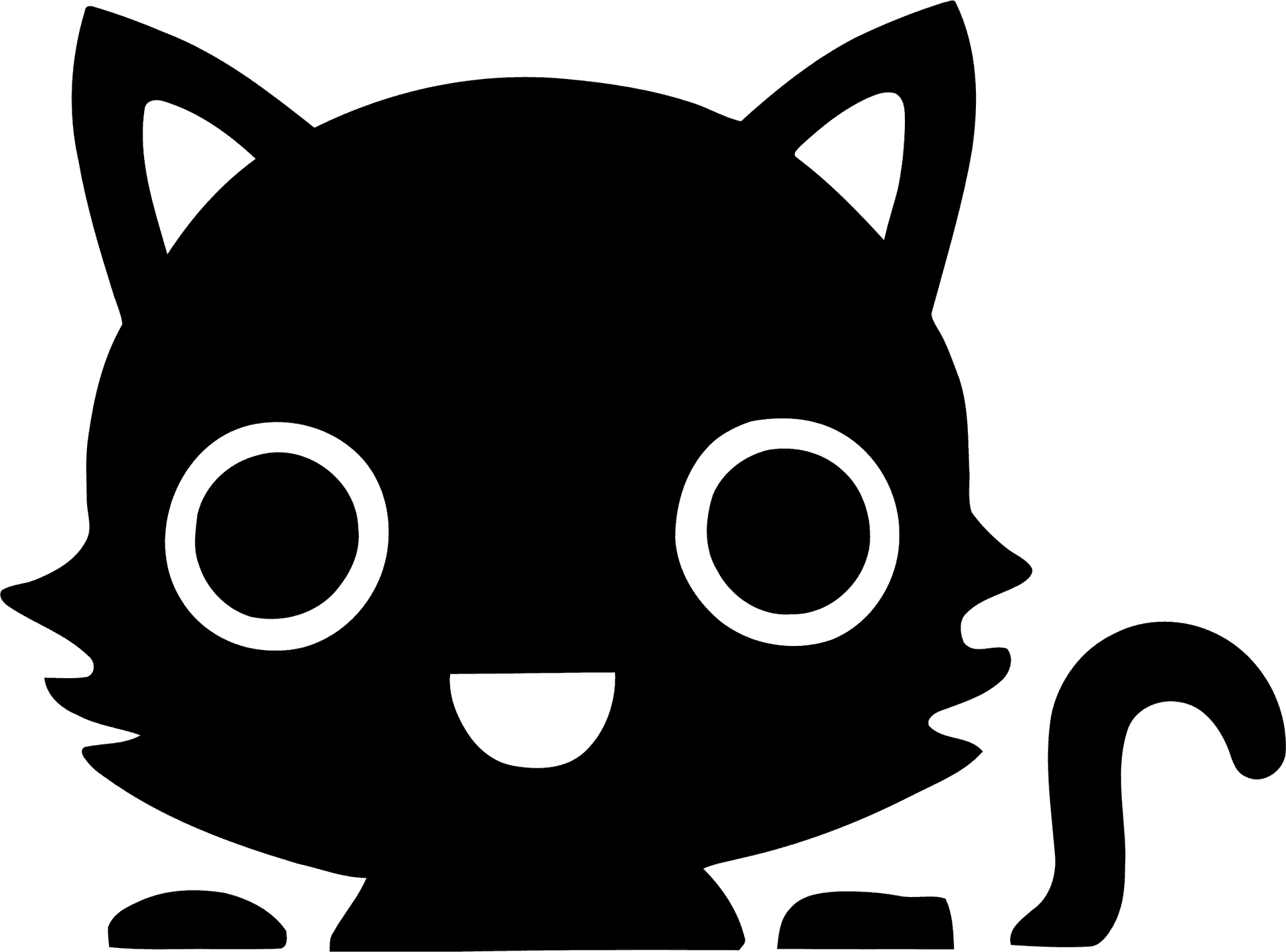 Cute Black Cartoon Kitten PNG Image