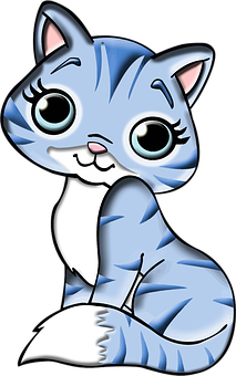 Cute Blue Cartoon Cat PNG Image