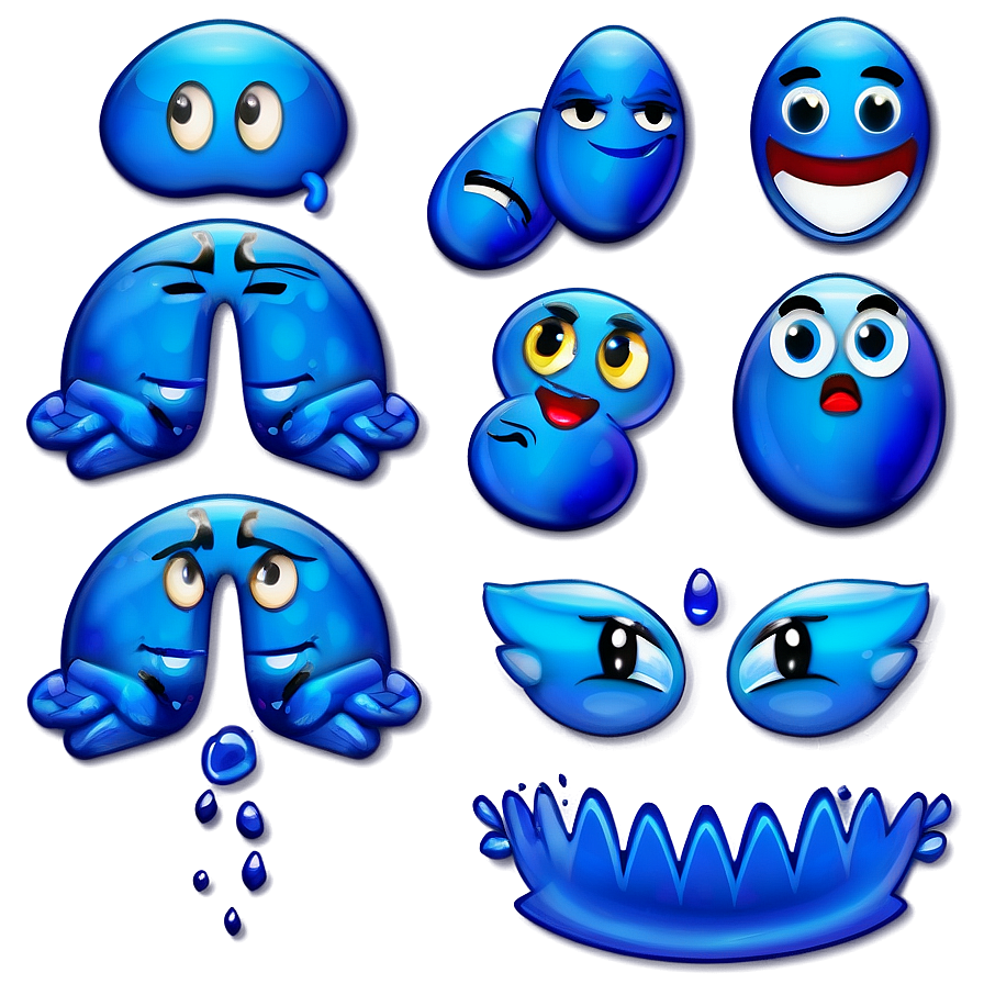 Cute Blue Emojis Png Files Nid PNG Image