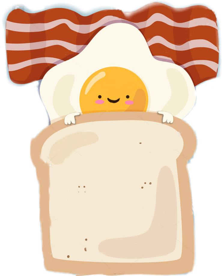 Cute Breakfast Characters Bacon Egg Toast PNG Image