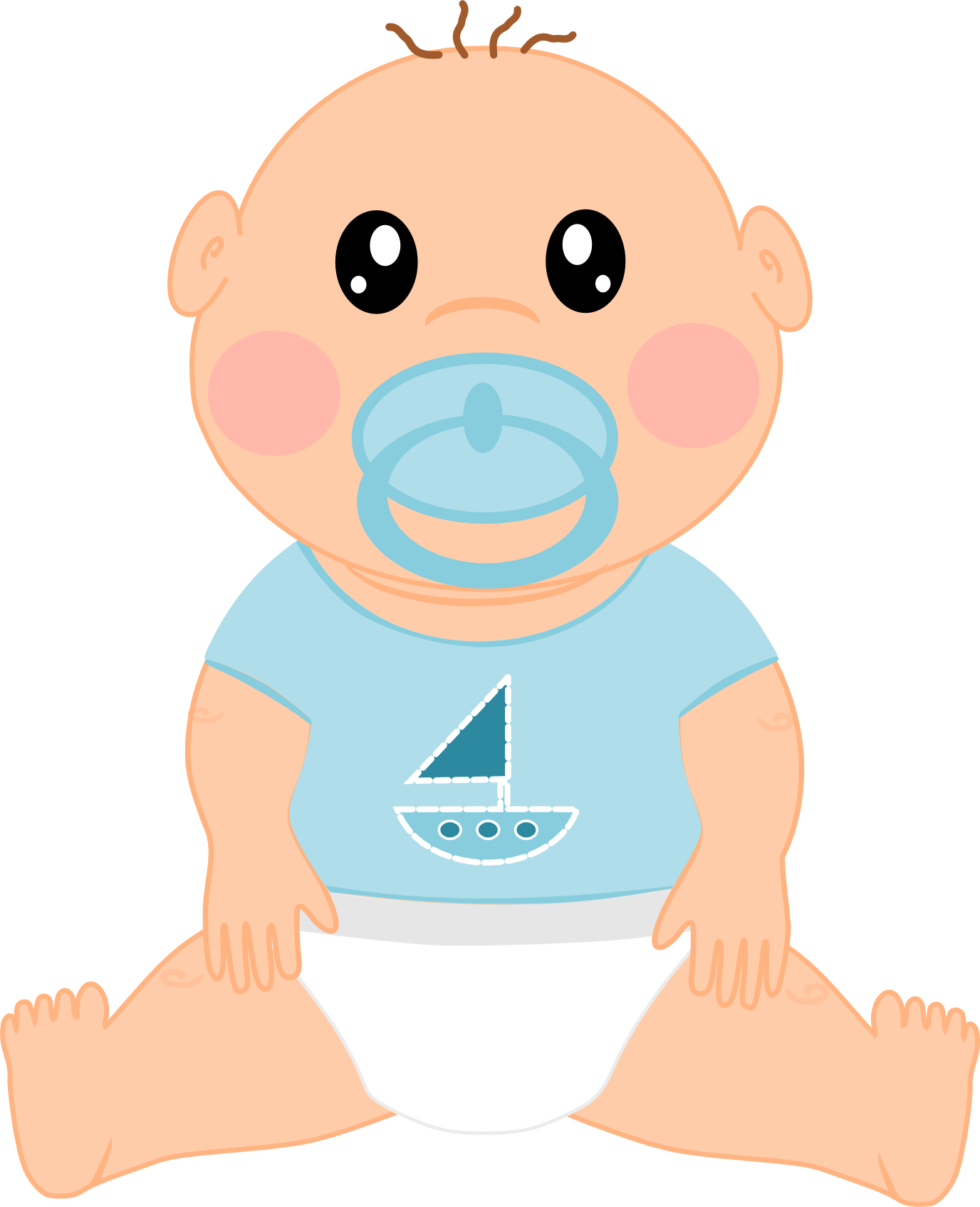 Cute Cartoon Baby With Pacifier PNG Image