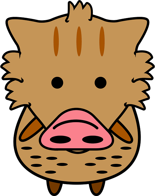 Cute Cartoon Boar Illustration PNG Image