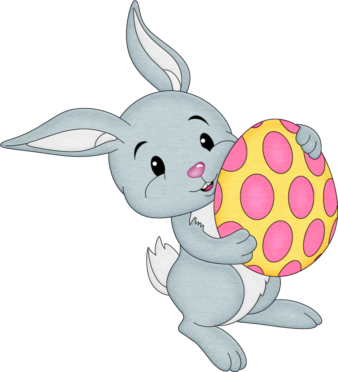 Cute Cartoon Bunny Holding Easter Egg PNG Image