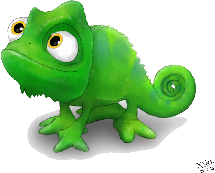 Cute Cartoon Chameleon PNG Image