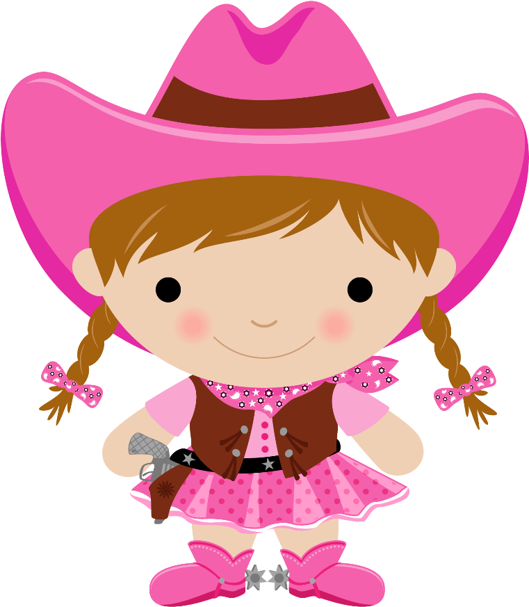 Cute Cartoon Cowgirl Vector PNG Image