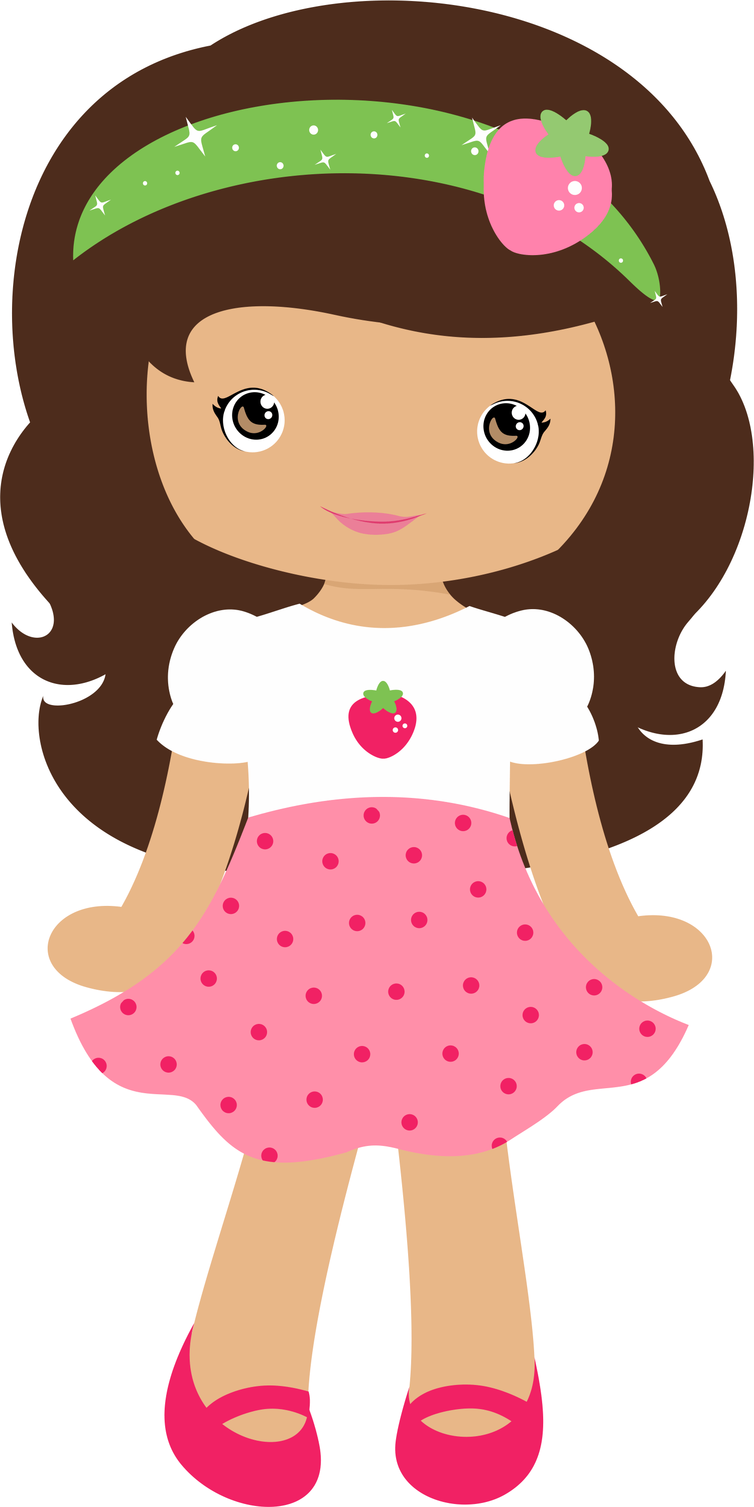 Cute Cartoon Dollwith Strawberry Theme PNG Image