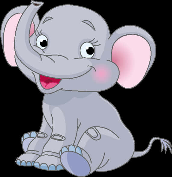 Cute Cartoon Elephant Sitting PNG Image