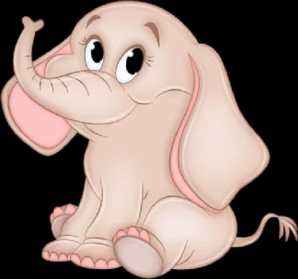 Cute Cartoon Elephant Sitting PNG Image