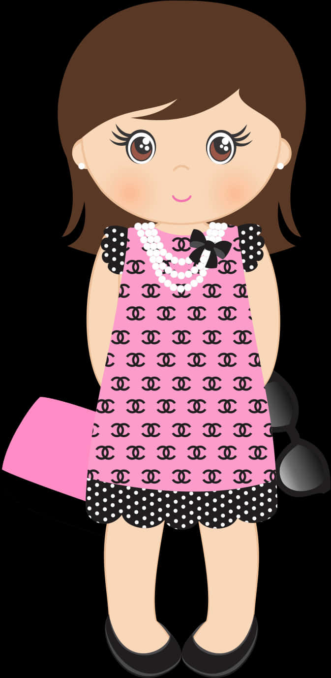 Cute Cartoon Girl Doll Illustration PNG Image