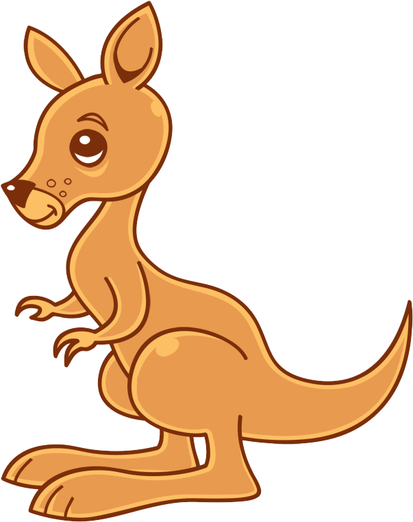 Cute Cartoon Kangaroo PNG Image