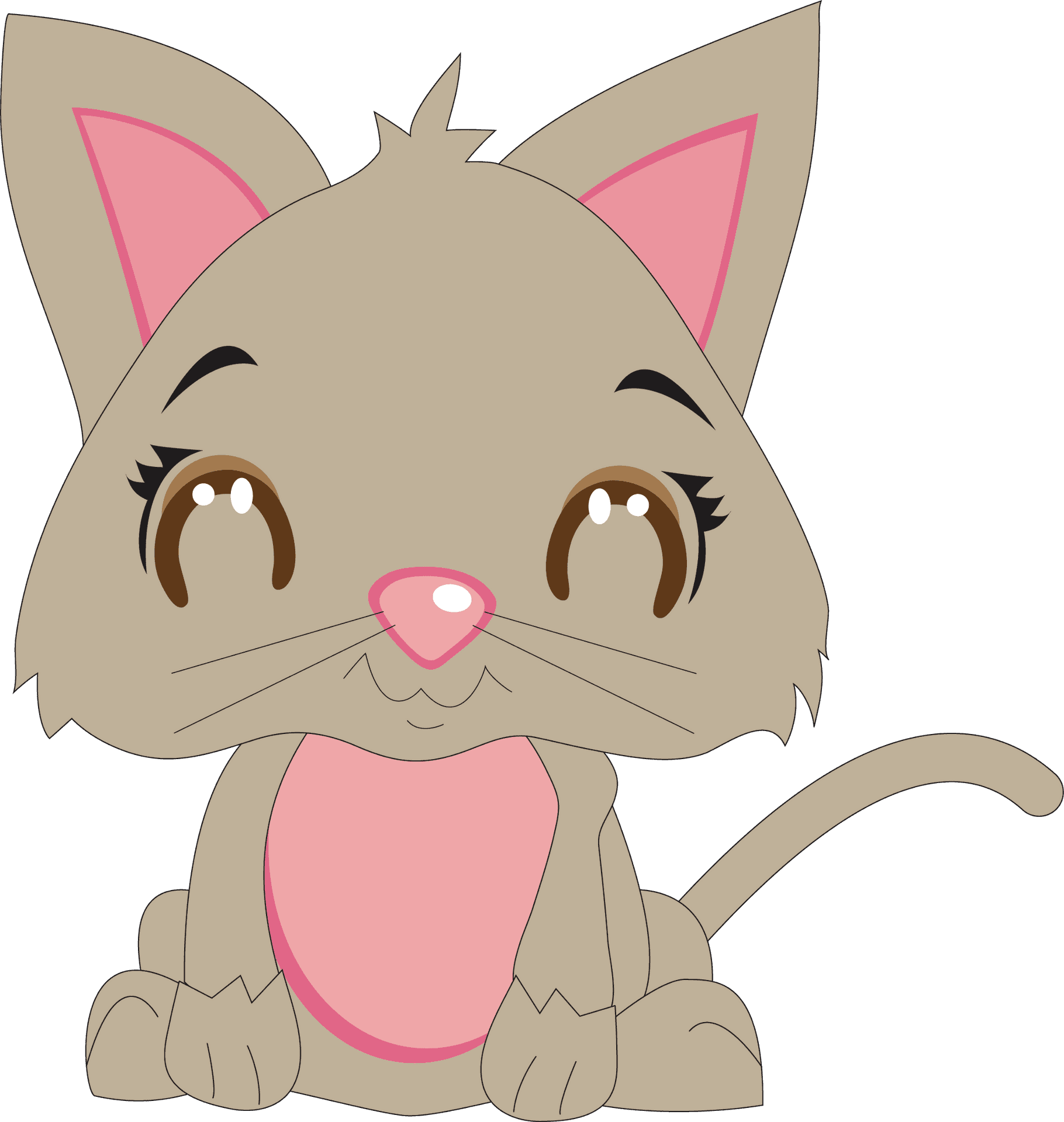 Cute Cartoon Kitten PNG Image