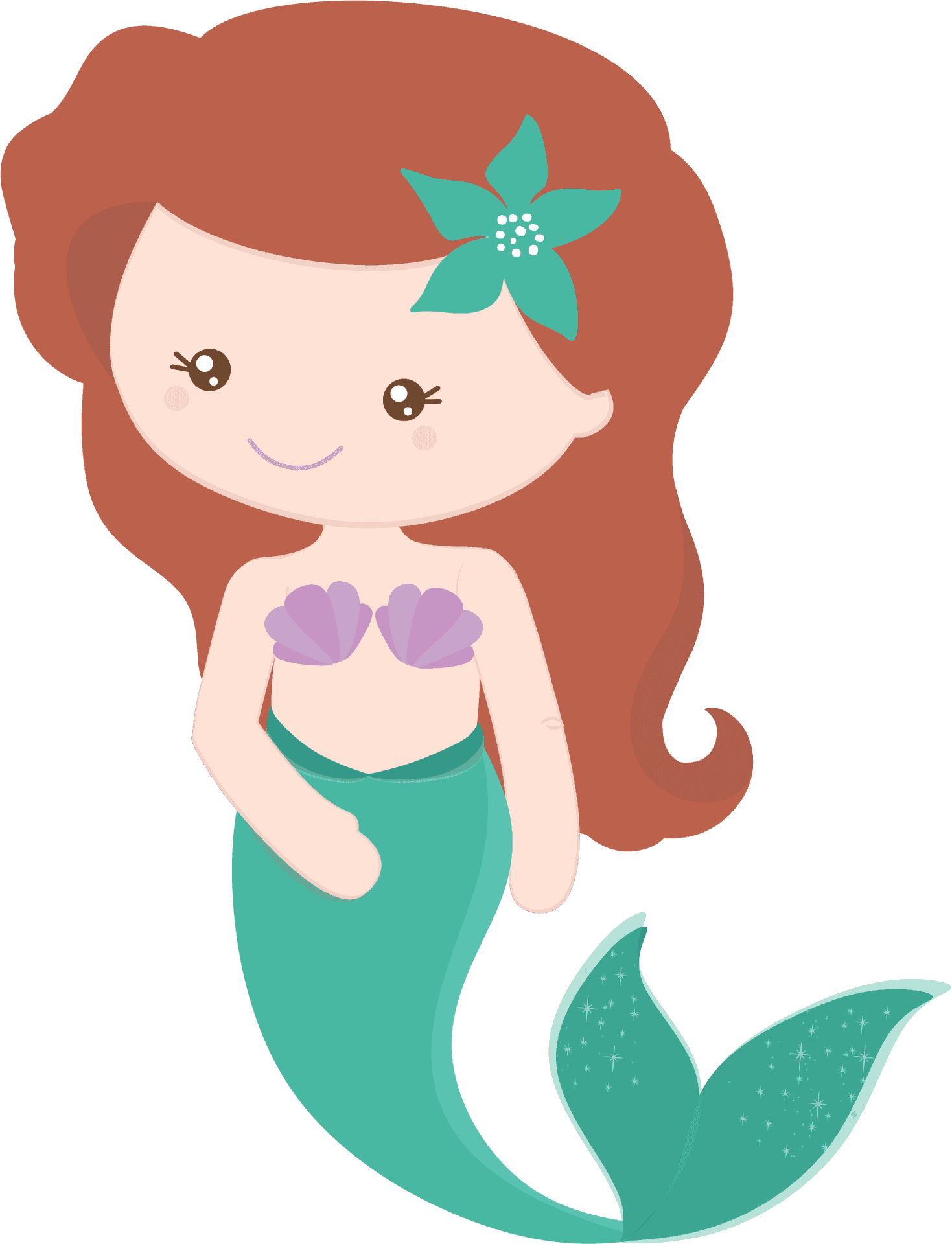 Cute Cartoon Mermaid Clipart PNG Image