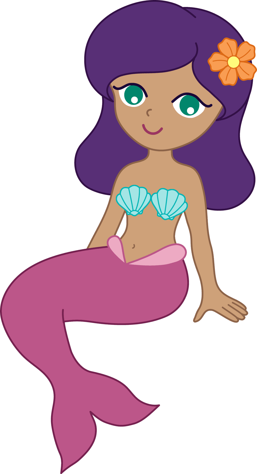 Cute Cartoon Mermaid Clipart PNG Image