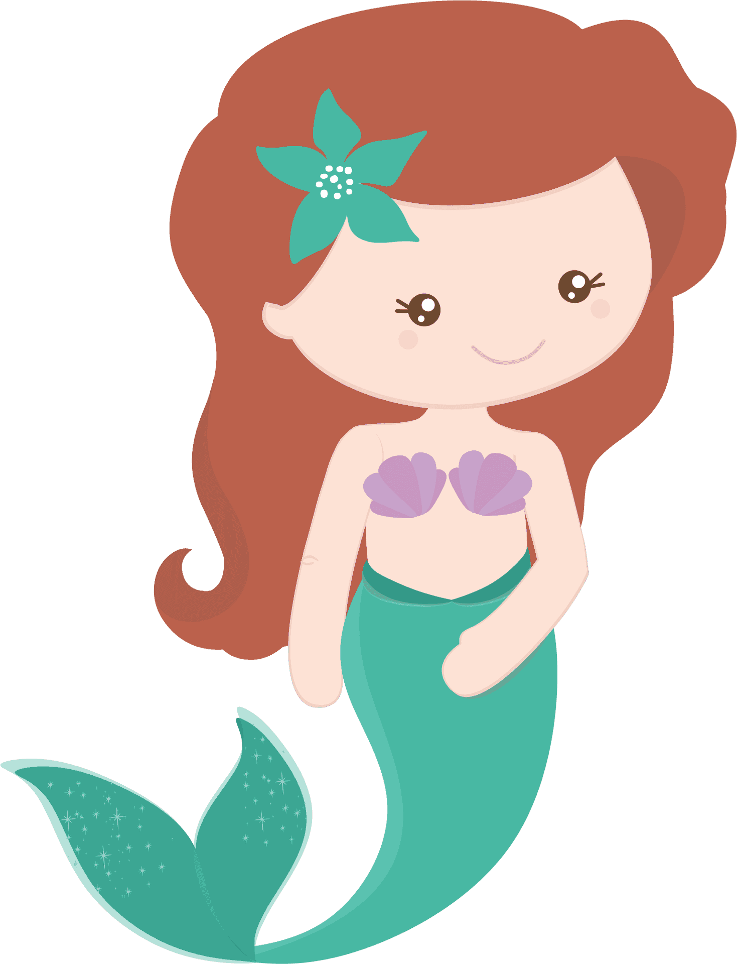 Cute Cartoon Mermaid Illustration PNG Image