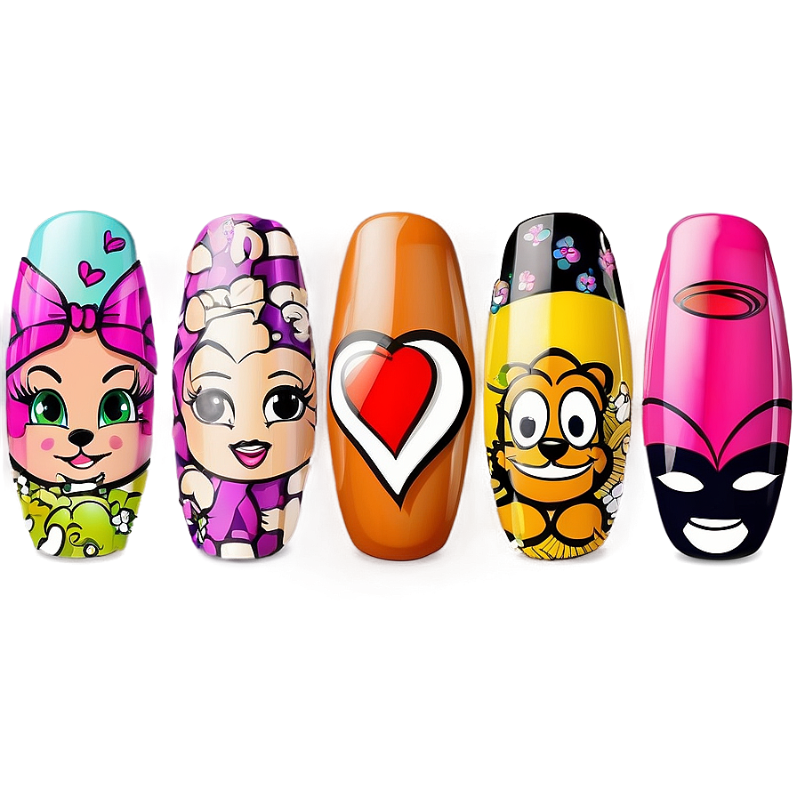 Cute Cartoon Nail Designs Png Knd PNG Image