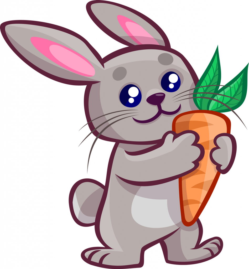 Cute Cartoon Rabbit Holding Carrot PNG Image