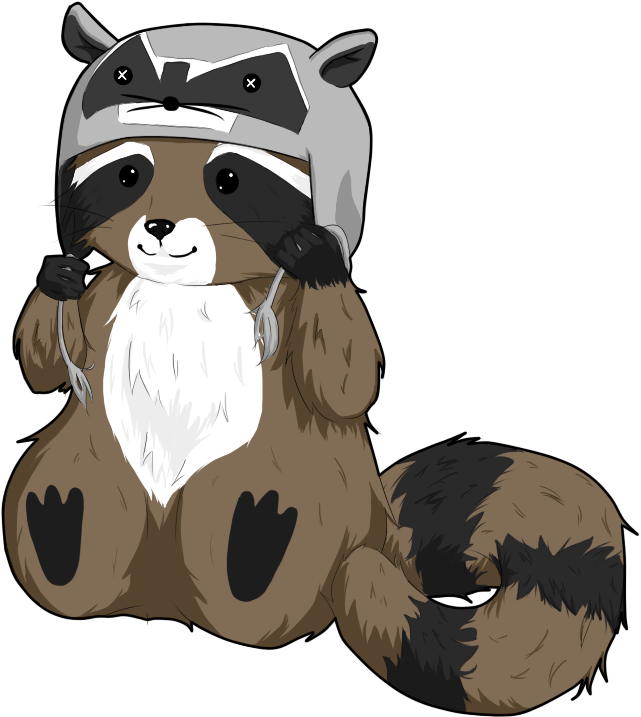 Cute Cartoon Raccoon Adjusting Hat PNG Image