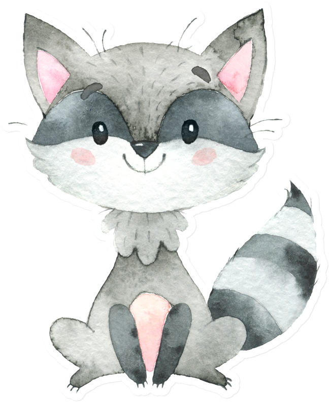 Cute Cartoon Raccoon Watercolor PNG Image