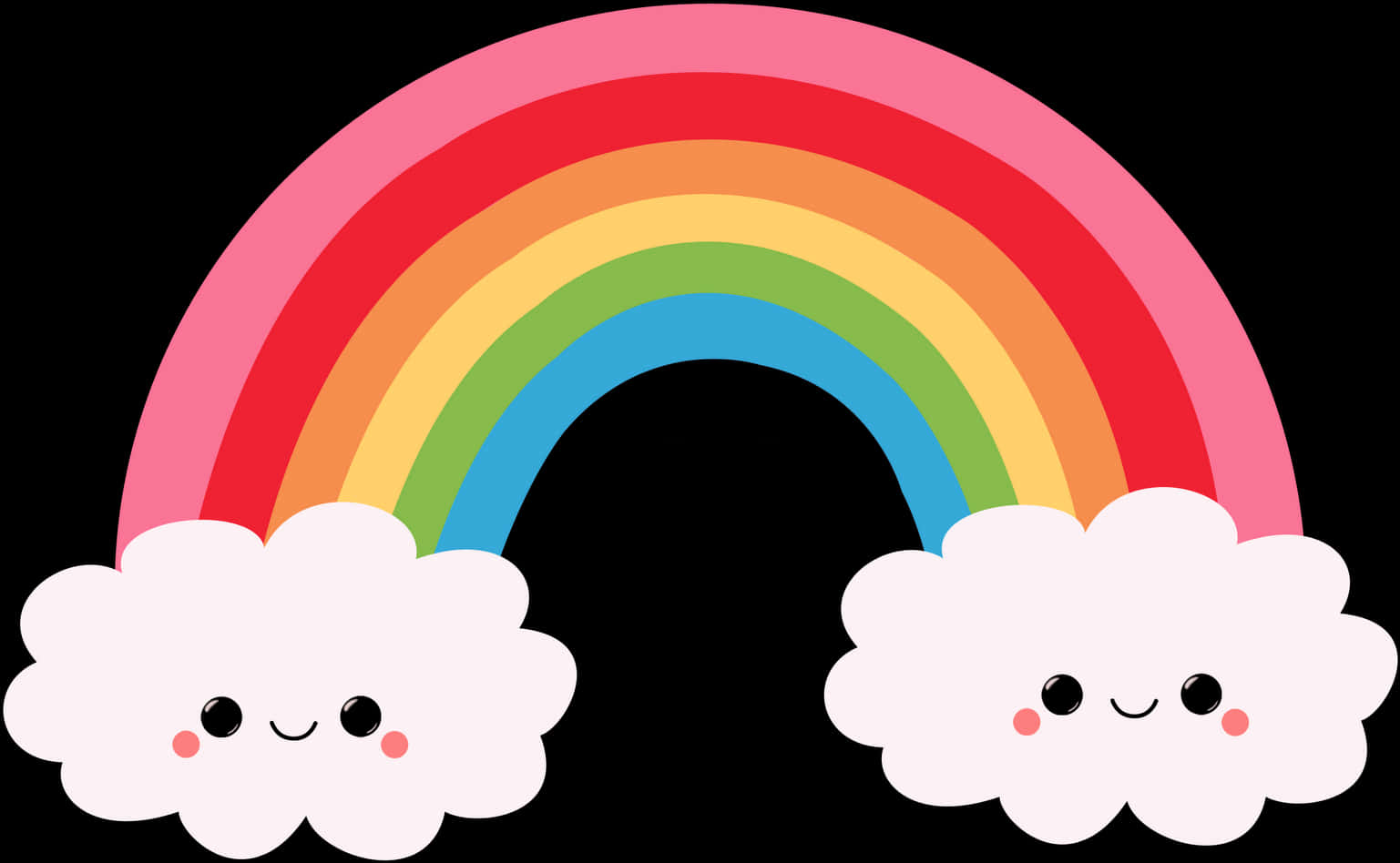 Cute Cartoon Rainbowand Clouds PNG Image