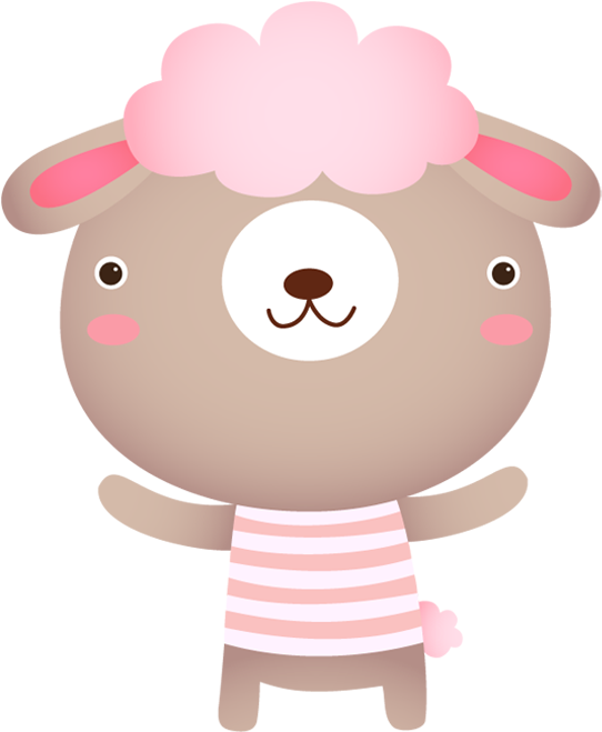 Cute Cartoon Sheepin Striped Shirt PNG Image