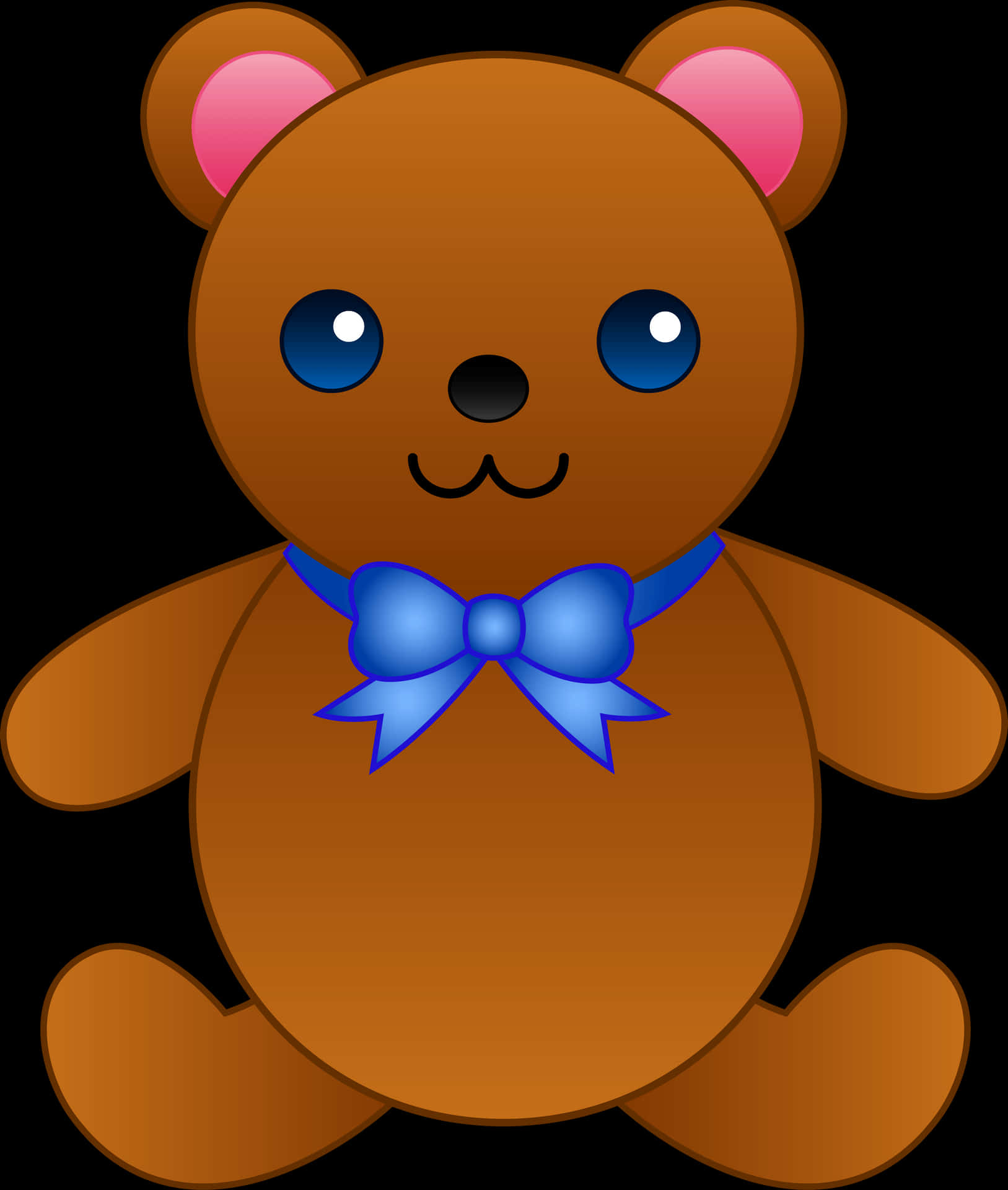 Cute Cartoon Teddy Bearwith Blue Bow PNG Image