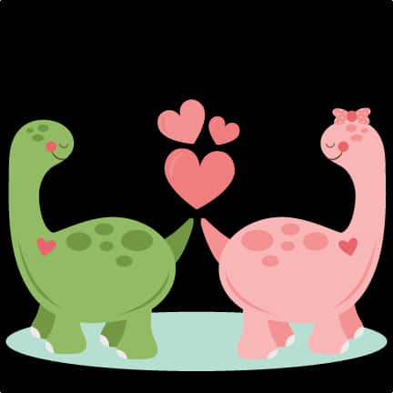 Cute Dinosaur Love Illustration PNG Image