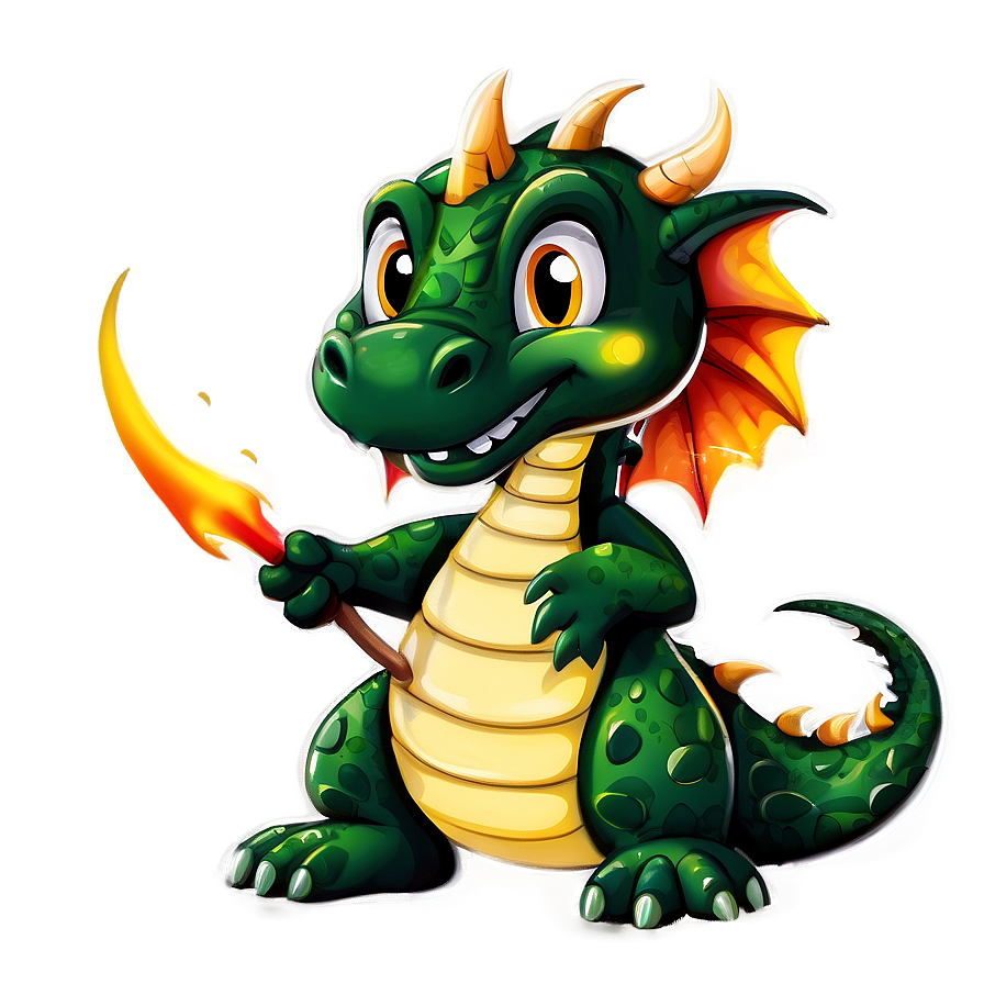 Cute Dragon With Fire Png Mau PNG Image