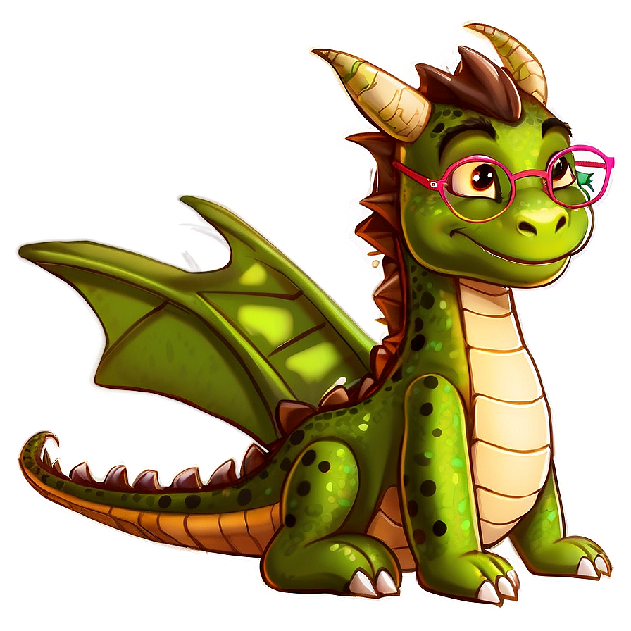 Cute Dragon With Glasses Png Hpk PNG Image