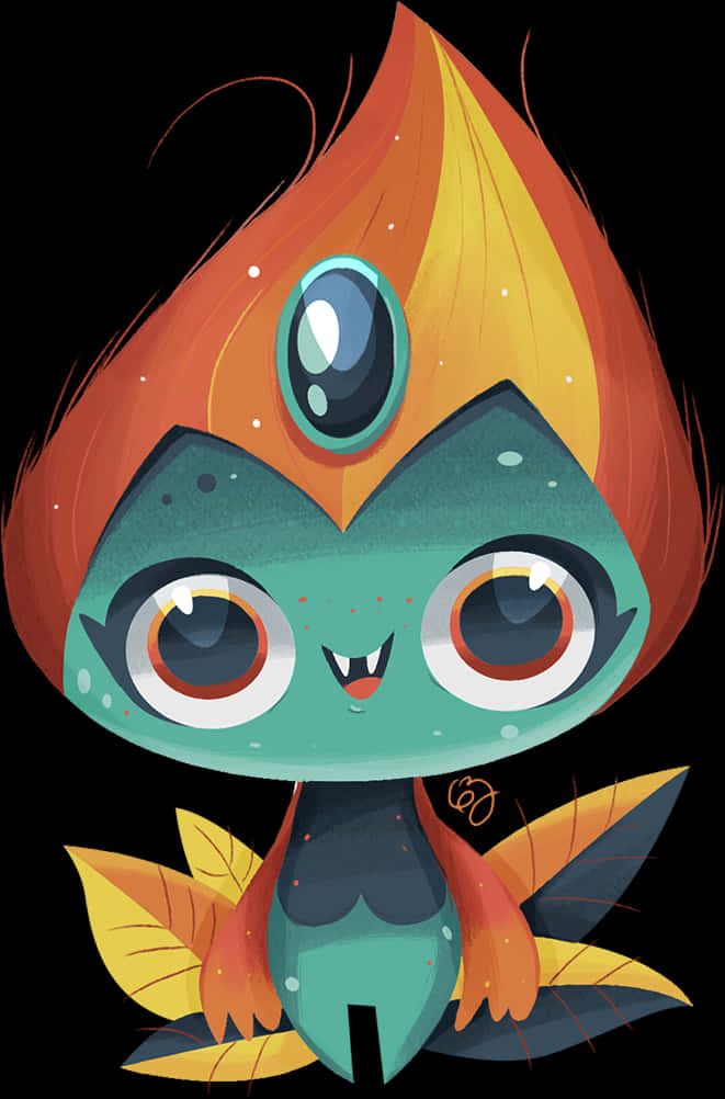 Cute_ Fire_ Elemental_ Monster PNG Image