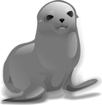 Cute Gray Seal Illustration PNG Image