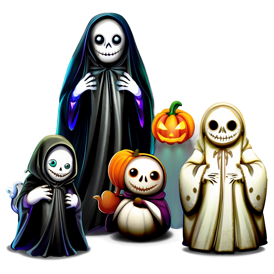 Cute Halloween Characters Cartoon Png Wxs PNG Image