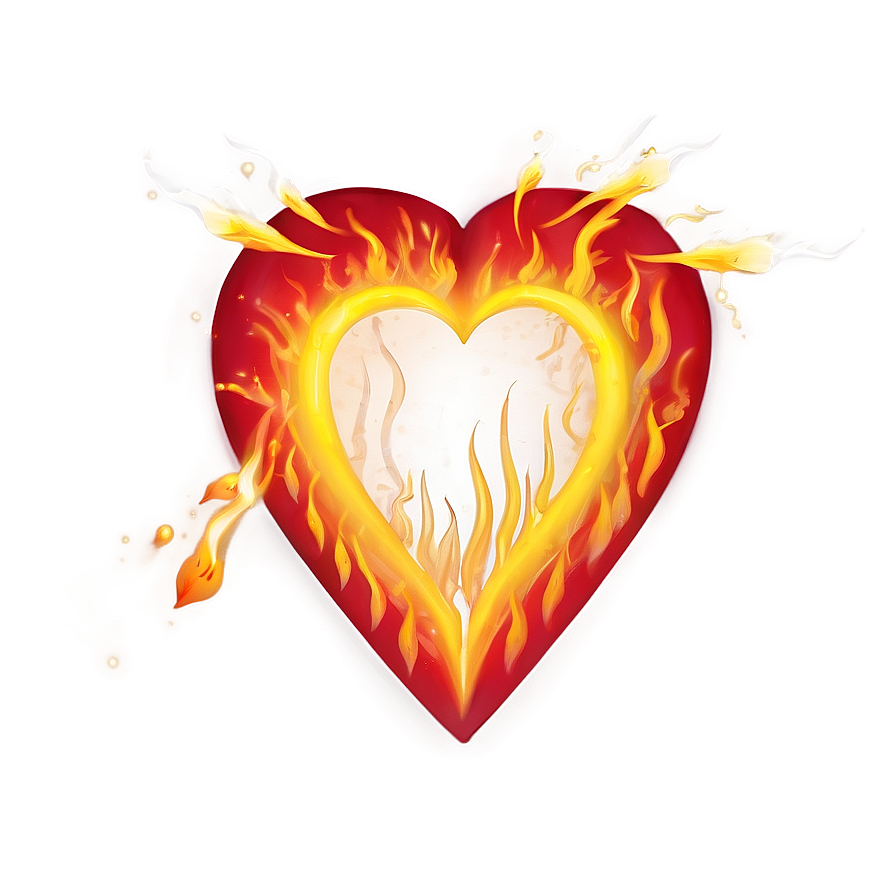 Cute Heart On Fire Png Cey PNG Image