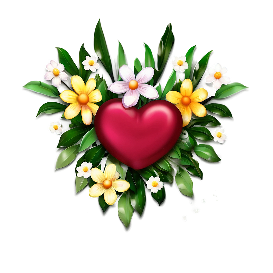 Cute Heart With Flowers Png 47 PNG Image