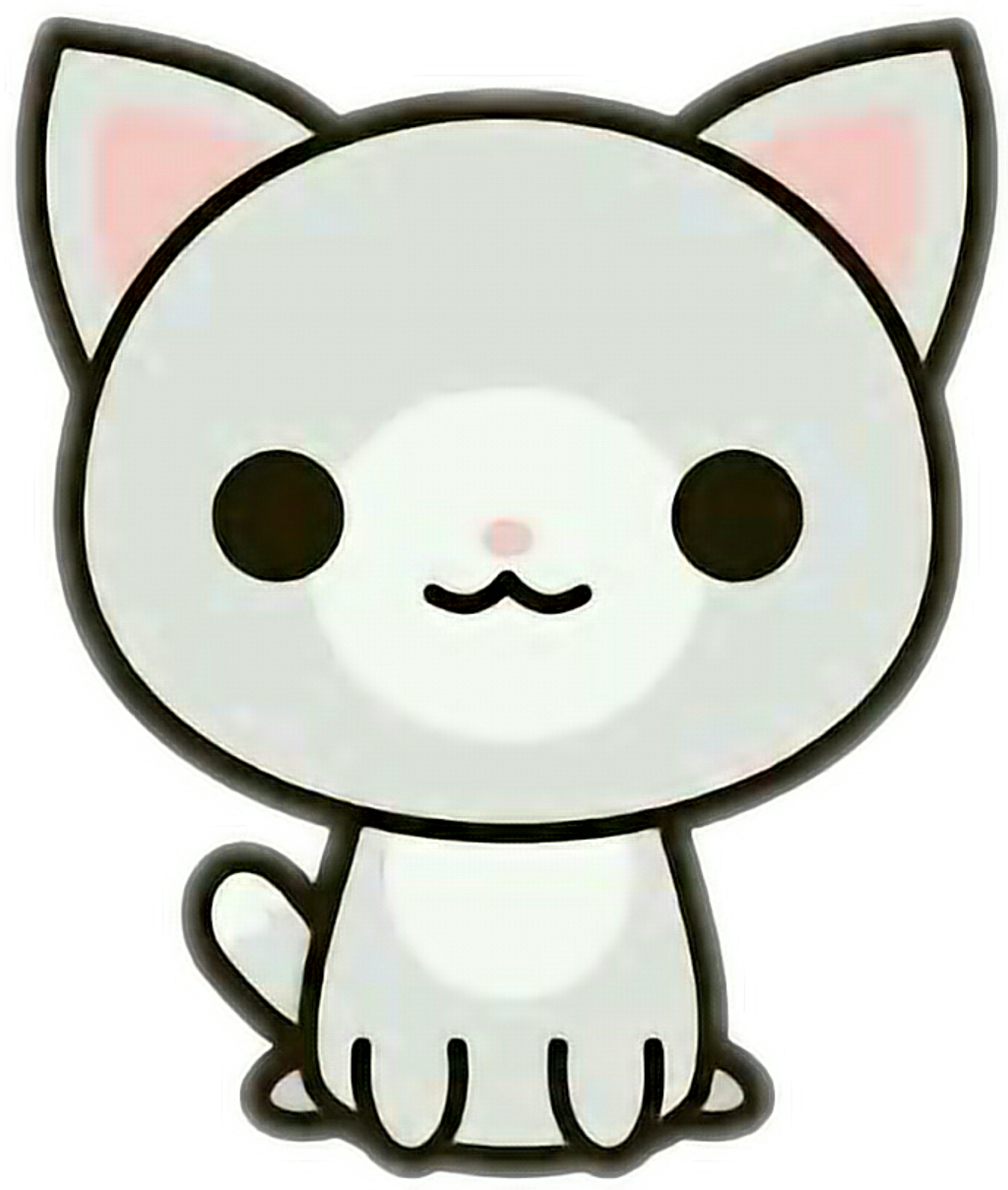 Cute Kawaii Cat Cartoon PNG Image