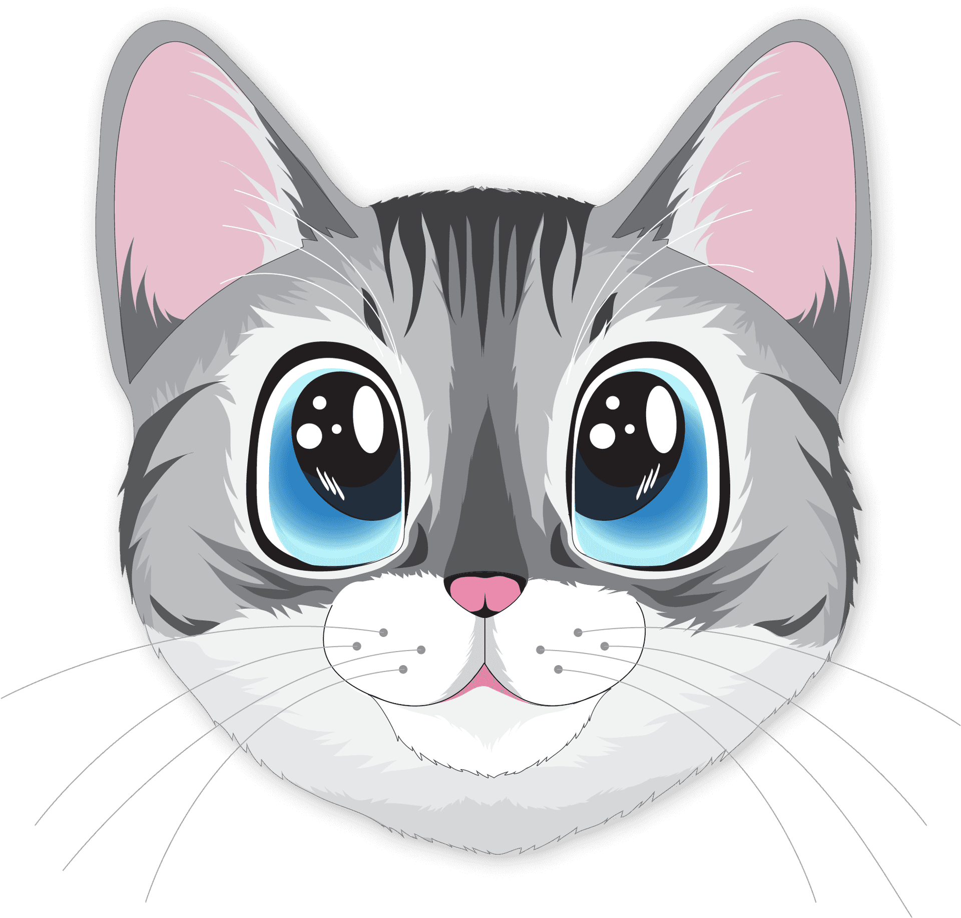 Cute Kawaii Cat Illustration.png PNG Image