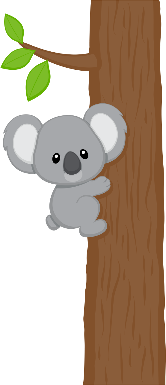 Cute Koala Cartoon Tree Climbing PNG Image