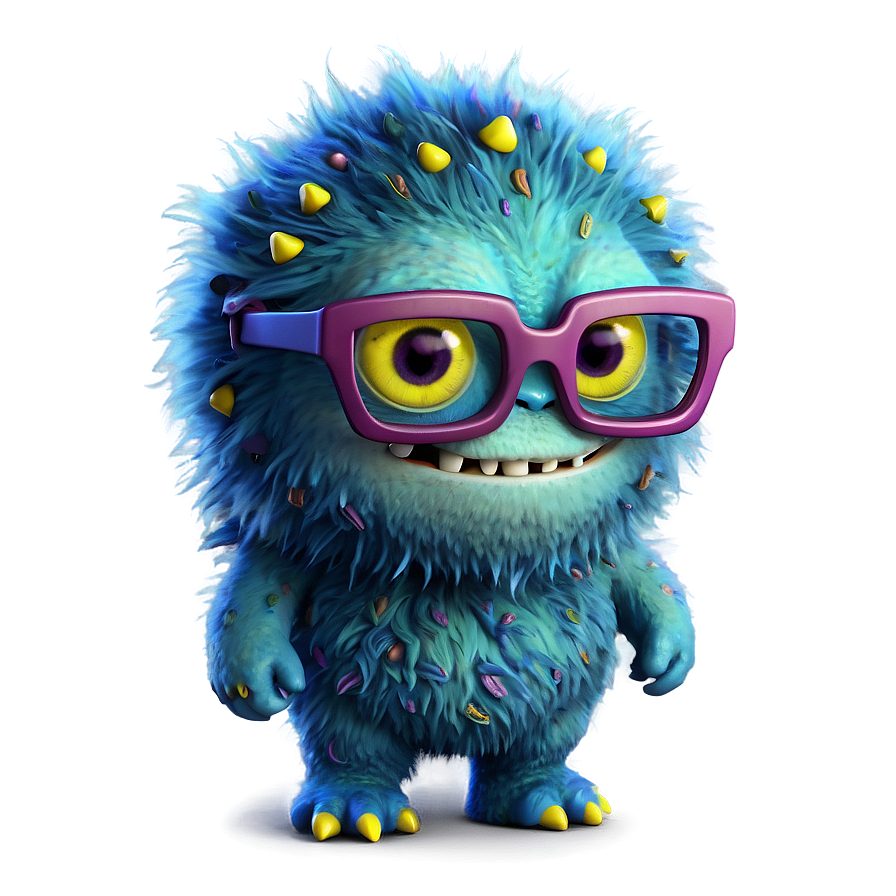 Cute Monster With Glasses Png Huc18 PNG Image