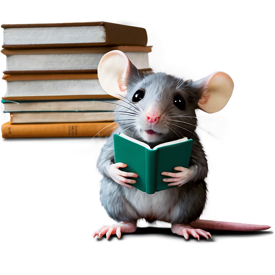 Cute Rat With Book Png Eap PNG Image