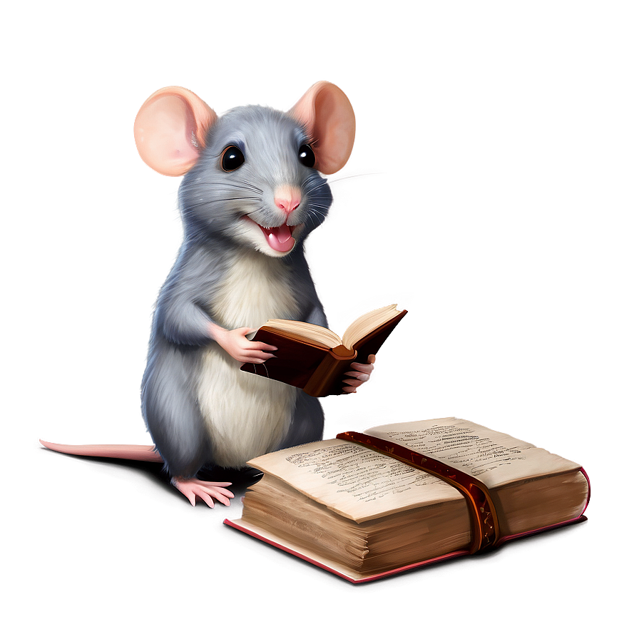 Cute Rat With Book Png Jxd PNG Image