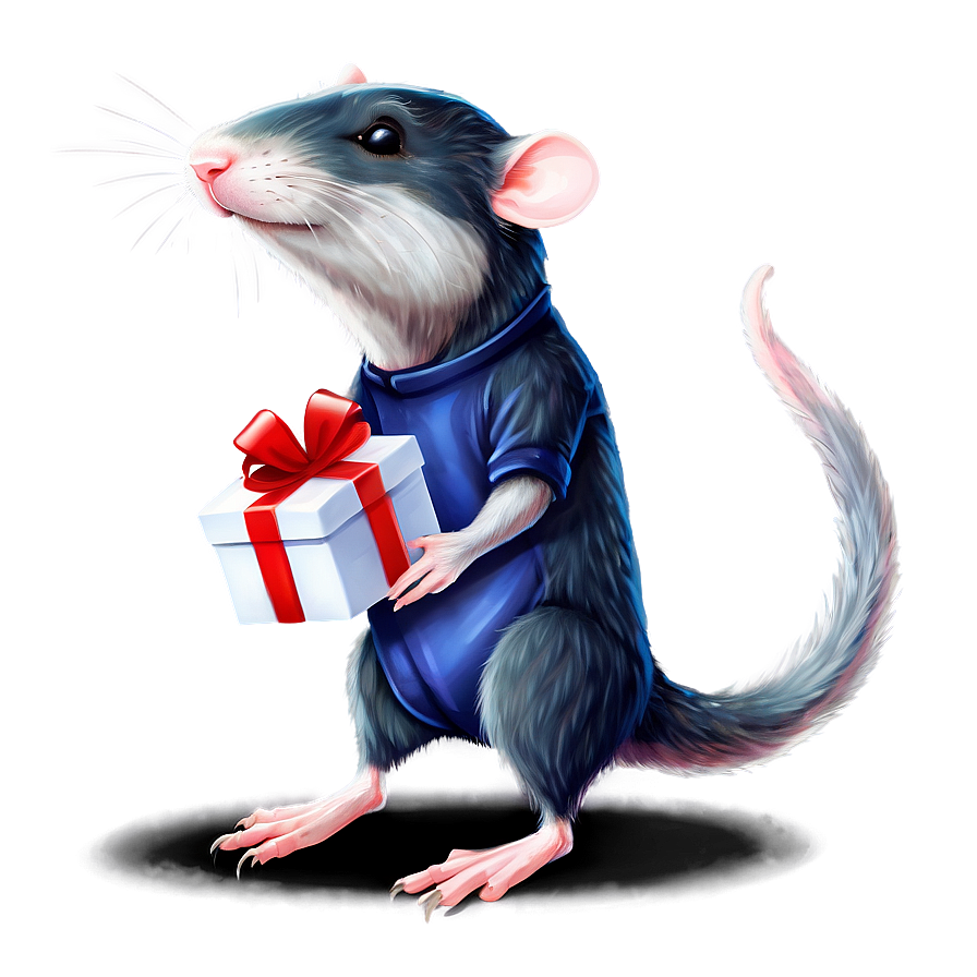 Cute Rat With Gift Png 56 PNG Image