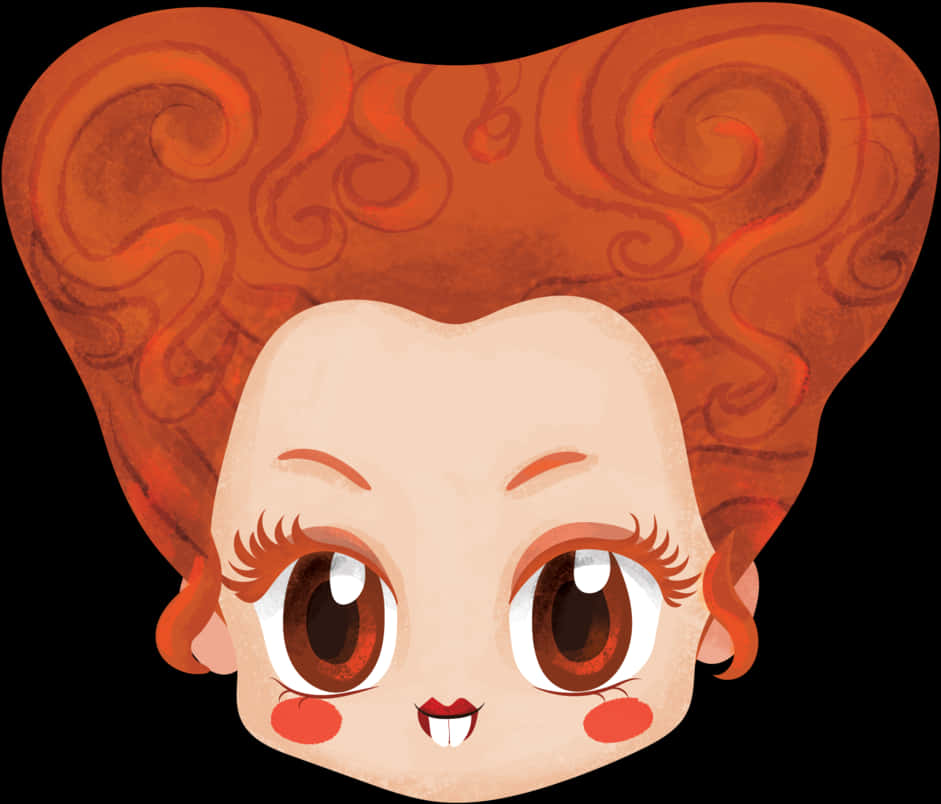 Cute Redhead Witch Cartoon PNG Image