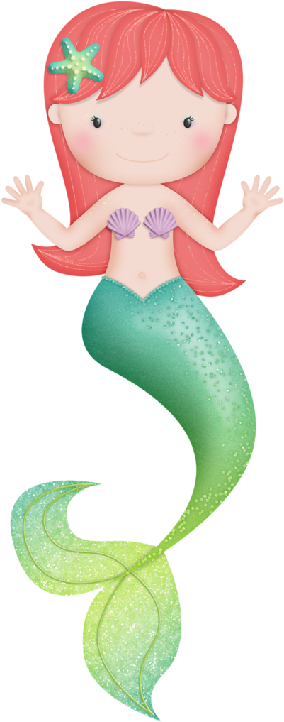 Cute Redheaded Mermaid Clipart PNG Image