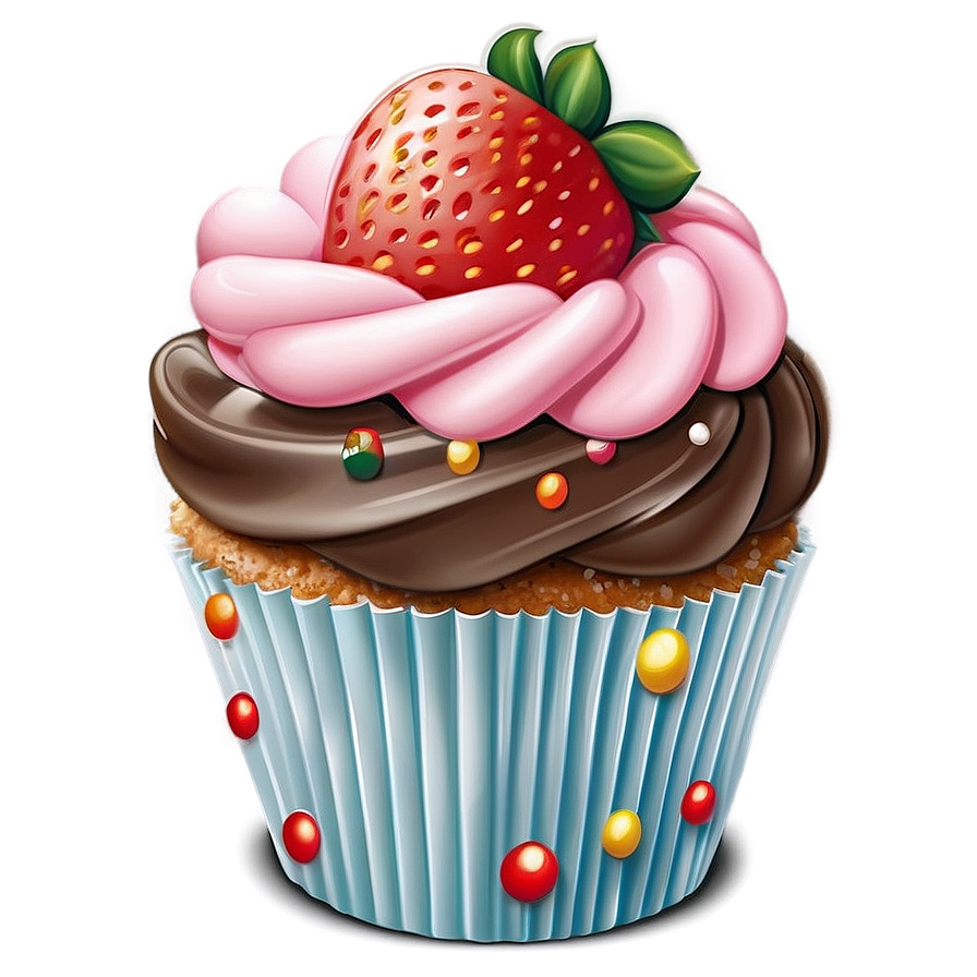 Cute Strawberry In Cupcake Png 06252024 PNG Image