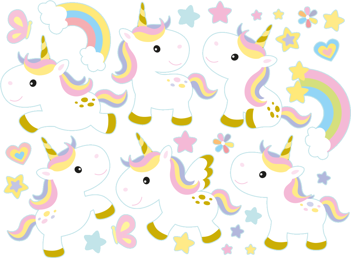 Cute Unicorn Characters Set PNG Image