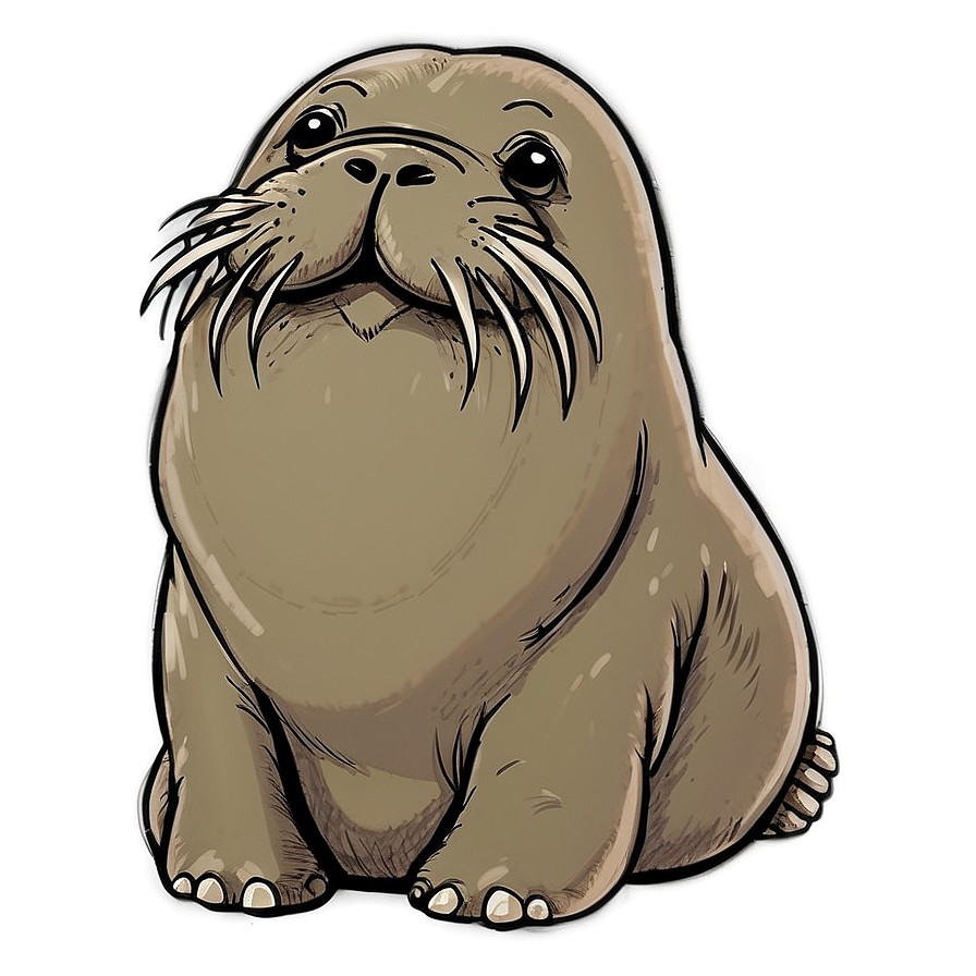 Cute Walrus Drawing Png Jfq PNG Image