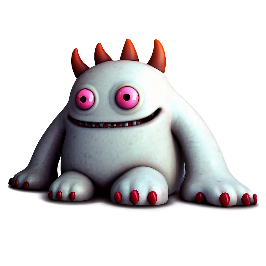 Cute White Monster Illustration Png 48 PNG Image